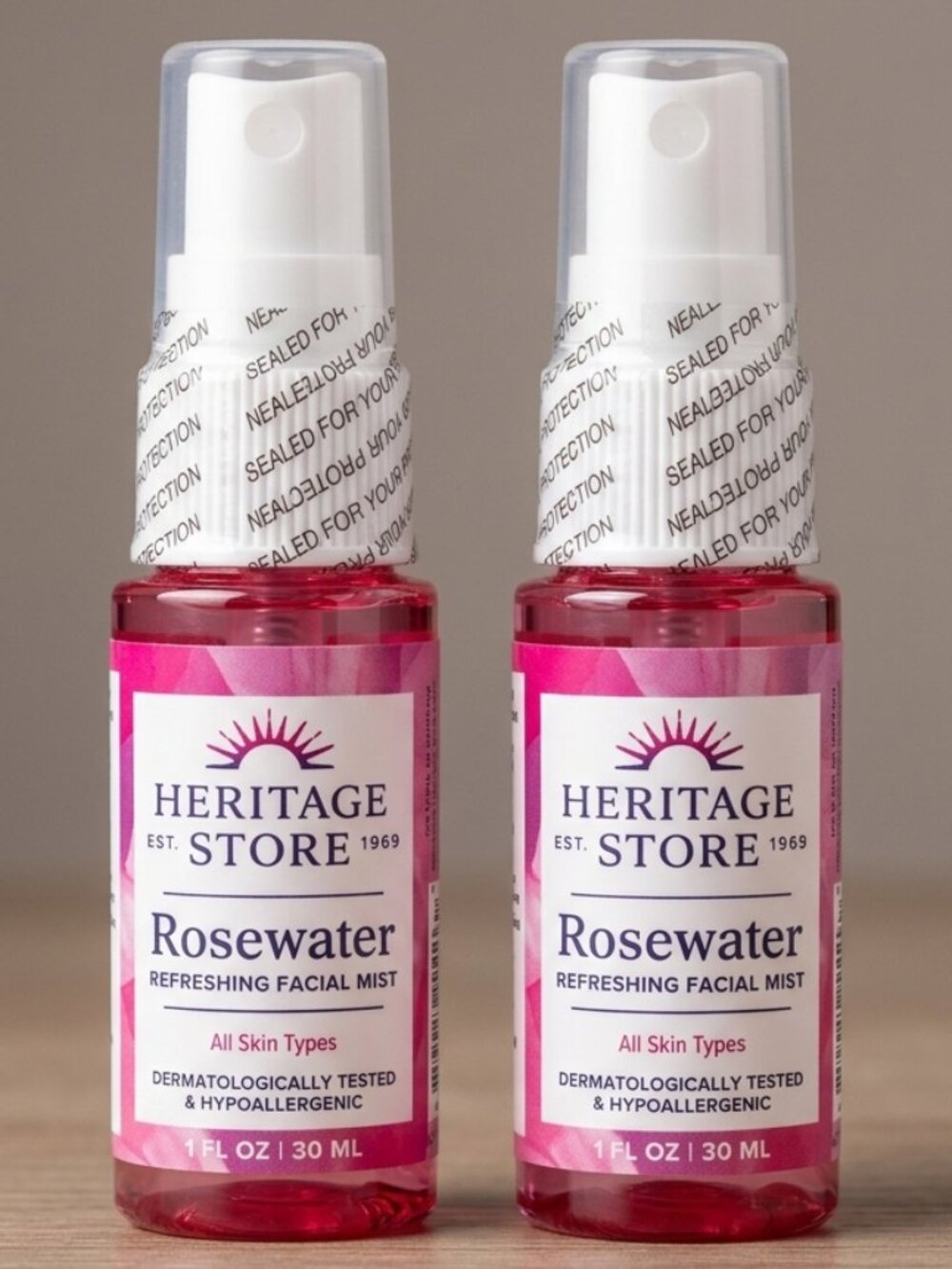2 bottles of Heritage Store Rosewater Refreshing Facial Mist 1 oz = 2 oz total